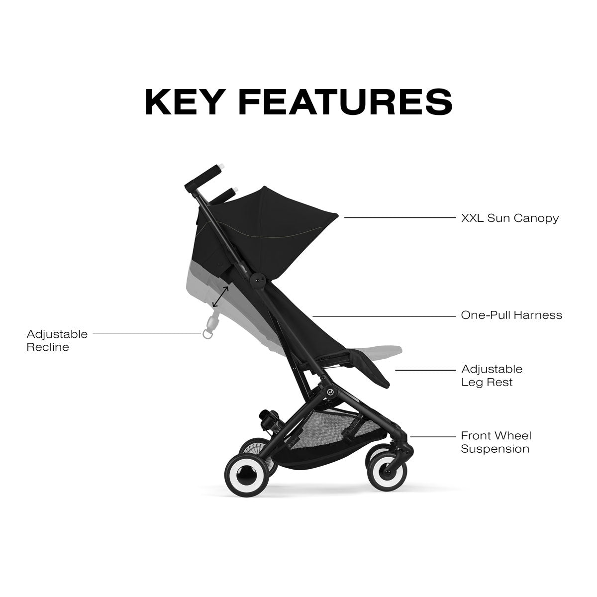 travel stroller with suspension Libelle Ultra Lightweight Travel Stroller Magic Black