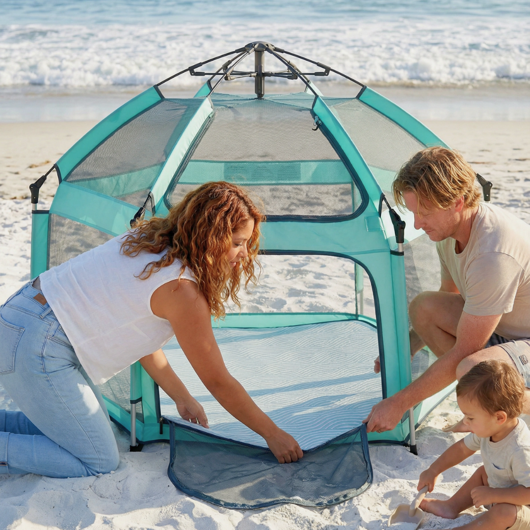 The California Beach Co. Pop 'N Go Playpen Mattress & Mattress Cover- Bambi Baby