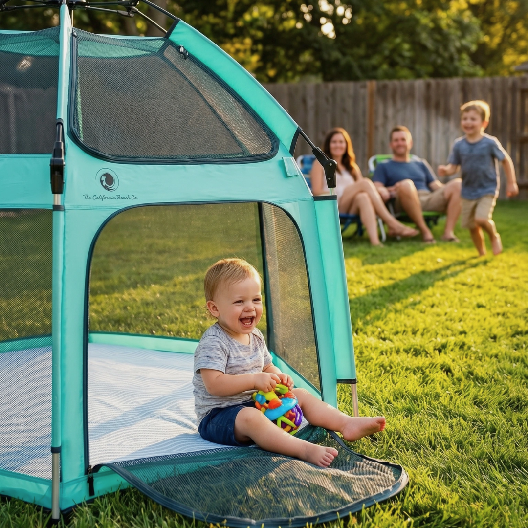 The California Beach Co. Pop 'N Go Playpen Mattress & Mattress Cover- Bambi Baby
