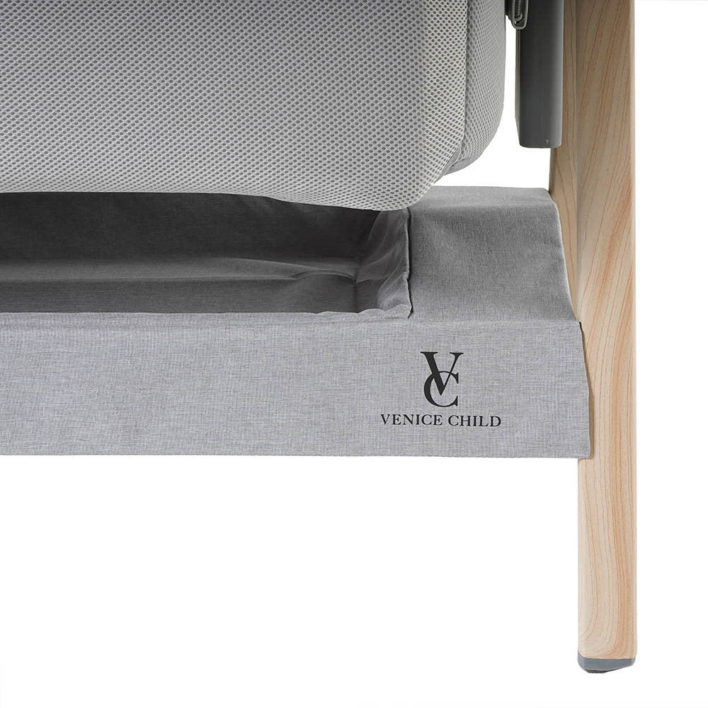 Venice Child California Dreaming Bedside Bassinet in Gray Wood- Bambi Baby