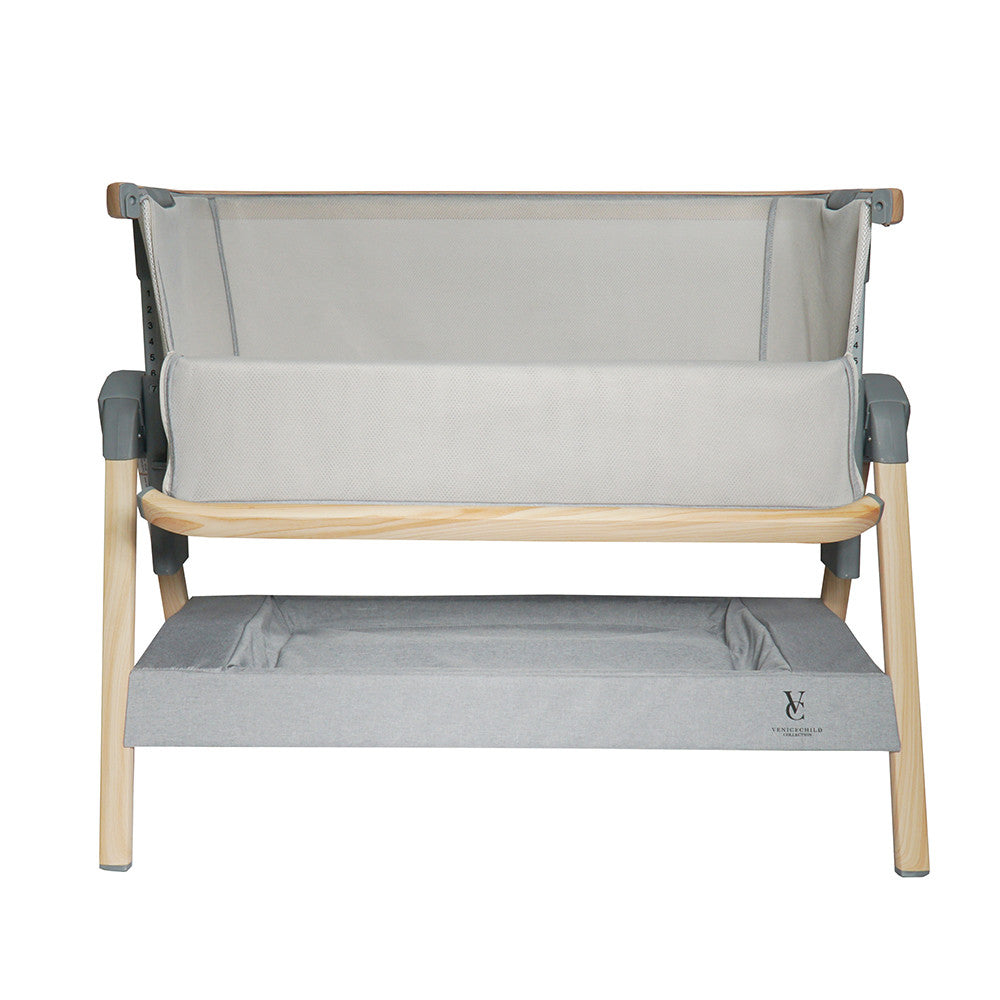 Venice Child California Dreaming Bedside Bassinet in Gray Wood- Bambi Baby
