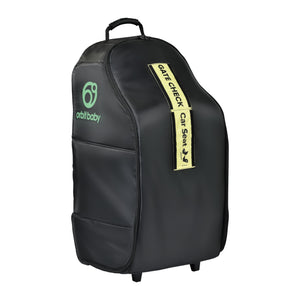 Black Orbit Baby Car Seat Travel Bag Rolling Luggage with Gate Check Tag - Front View | Bambi Baby