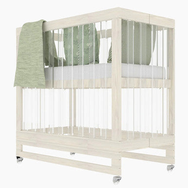 Melo Caress Mini Crib in Washed White/Acrylic - Standard Cradle Size- Bambi Baby