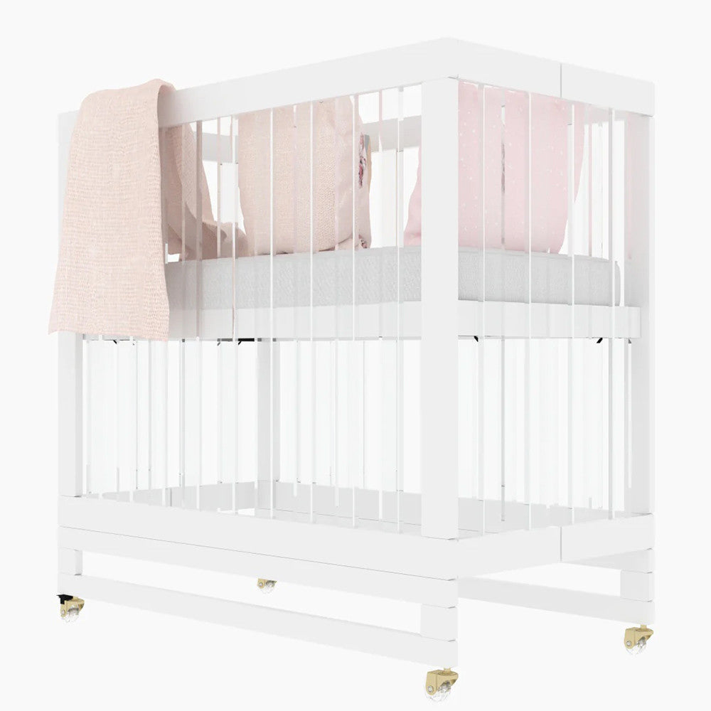 Melo Caress Mini Crib in White/Gold/Acrylic - Standard Cradle Size- Bambi Baby