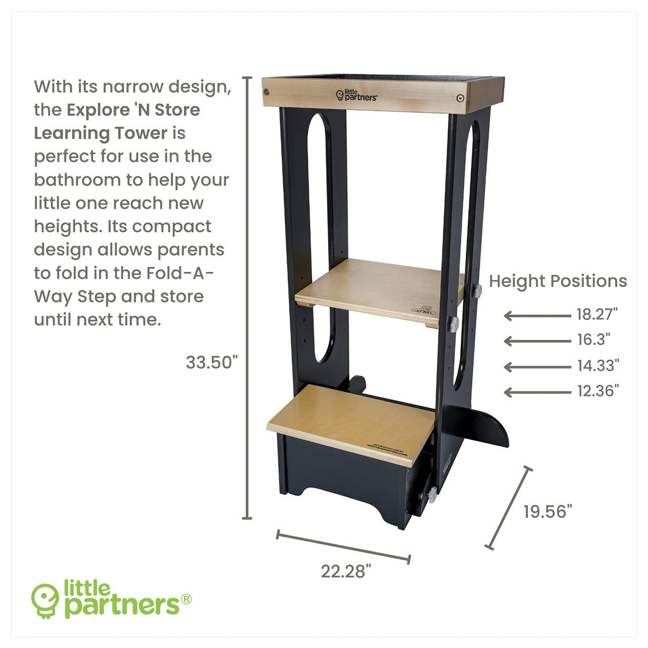 Little Partners Learning Towers - Charcoal w/ Natural Platform- Bambi Baby