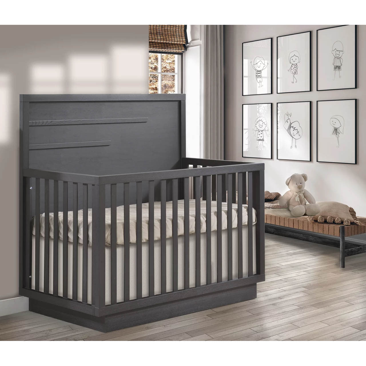 Natart Como Crib-To-Double With Horizontal Moulding- Bambi Baby