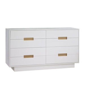 White Natart Como Double Dresser with 6 Drawers - Front View | Bambi Baby
