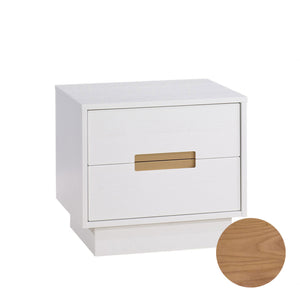 White Wood Natart Como Nursery Nightstand with Gold Hardware - Front Angle | Bambi Baby