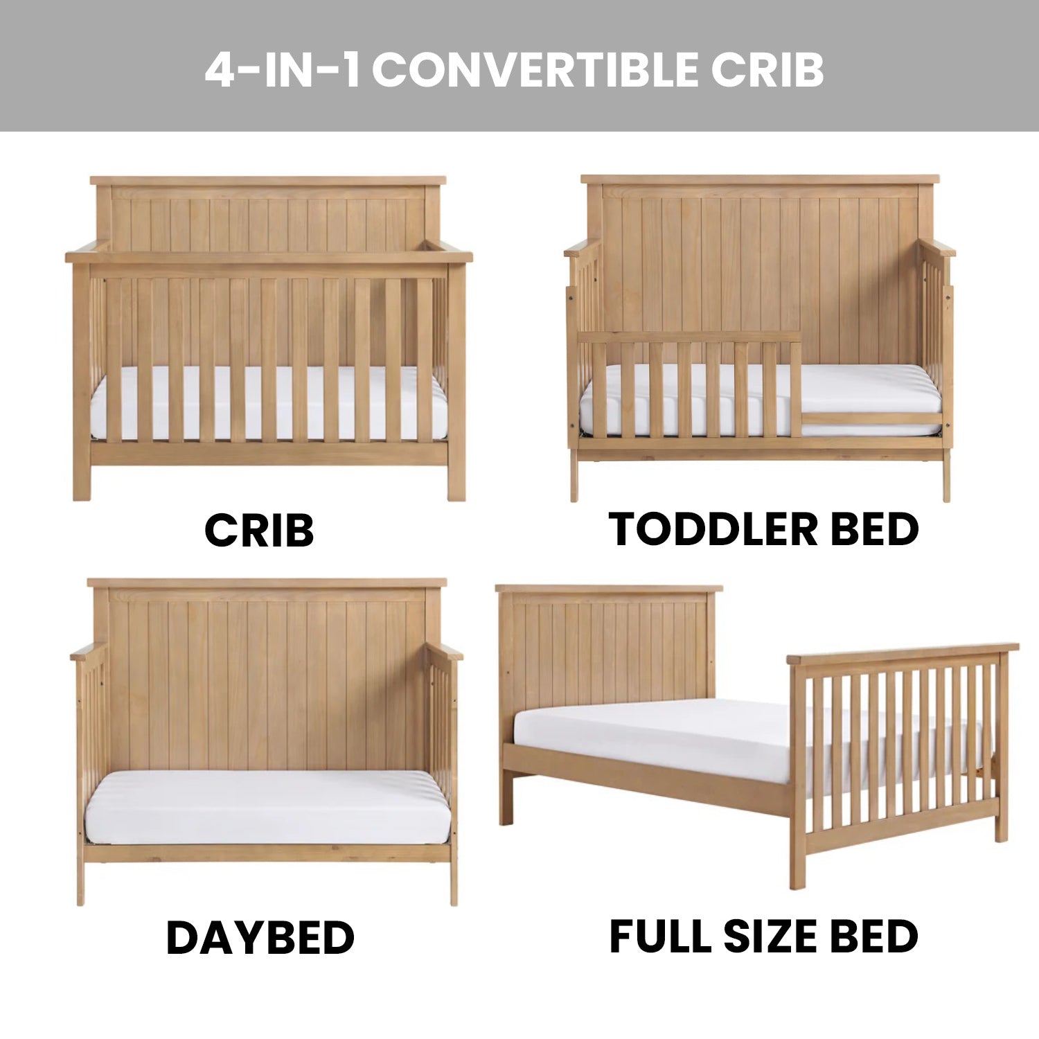 Soho Baby Everlee 4 in 1 Convertible Crib - Honey Wood- Bambi Baby