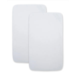 White Organic Cotton Halo BassiNest Fitted Sheets - Two Pack Flat Lay | Bambi Baby