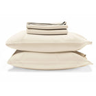 Cream Naturepedic Organic Cotton Sateen Sheets & Pillowcases - Folded Stack View | Bambi Baby