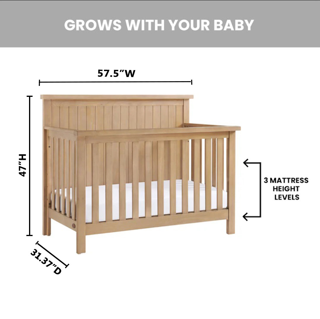 Soho Baby Everlee 4 in 1 Convertible Crib - Honey Wood- Bambi Baby