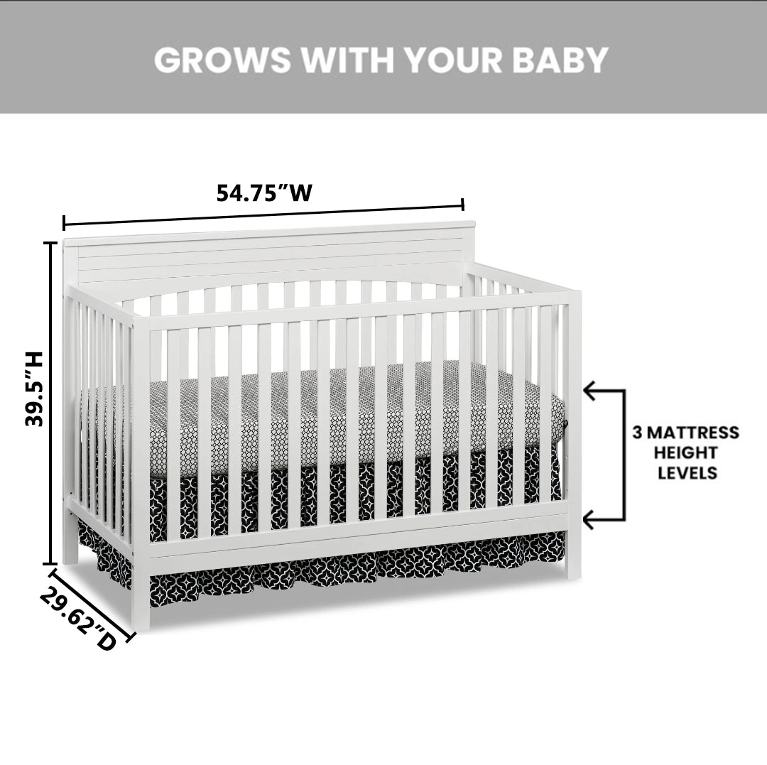 Oxford Baby Harper 4 in 1 Convertible Crib in Snow White- Bambi Baby