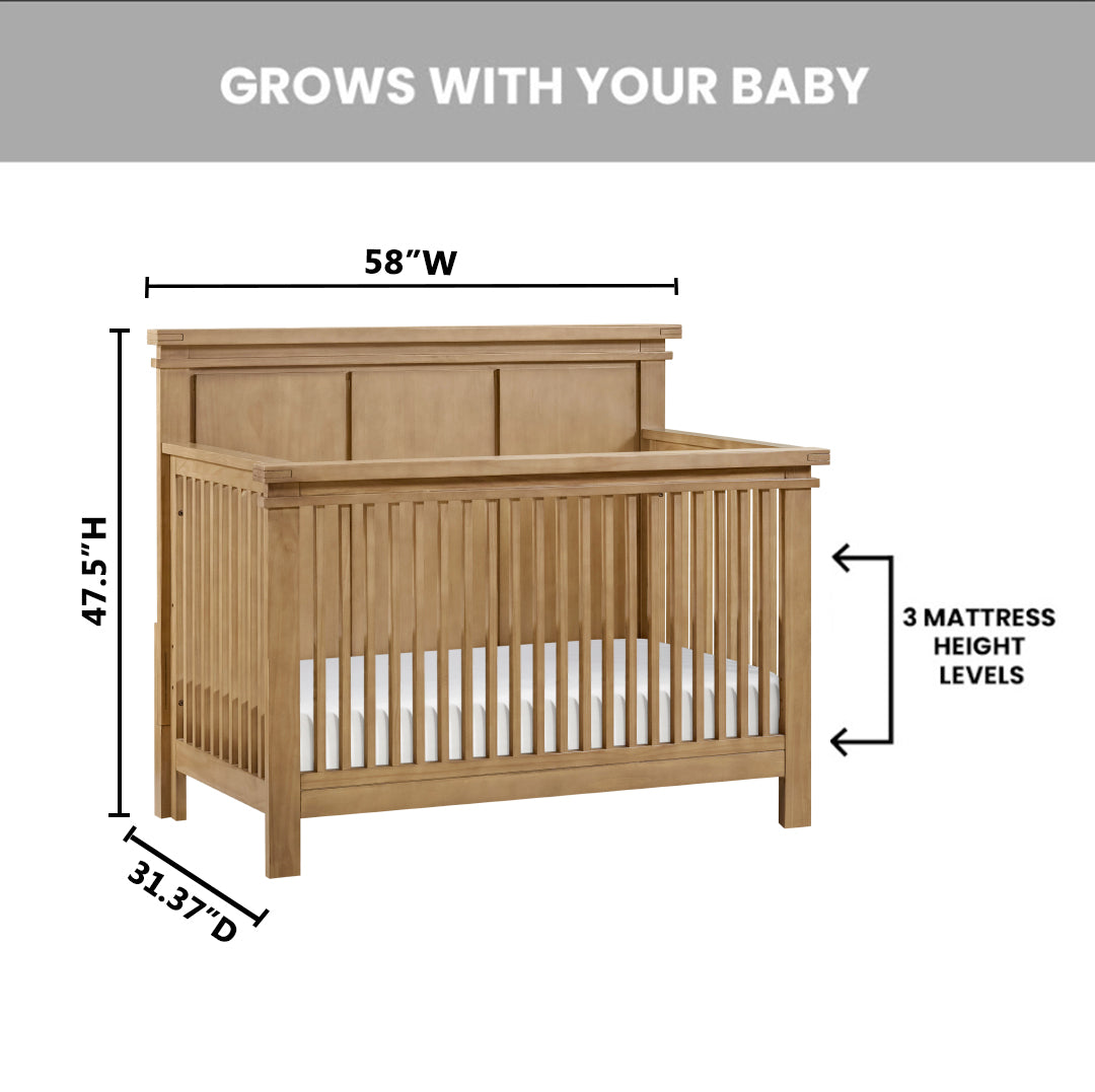 Soho Baby Mystic 4 in 1 Convertible Crib - Honey Wood- Bambi Baby