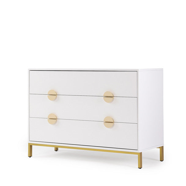 dadada Chicago 3-Drawer Dresser in White/Gold- Bambi Baby