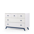 dadada Gramercy 5-Drawer Dresser in White/Denim - Bambi Baby