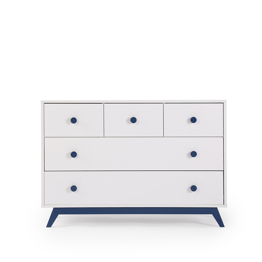 Dadada Gramercy 5 Drawer Dresser in White Denim Bambi Baby