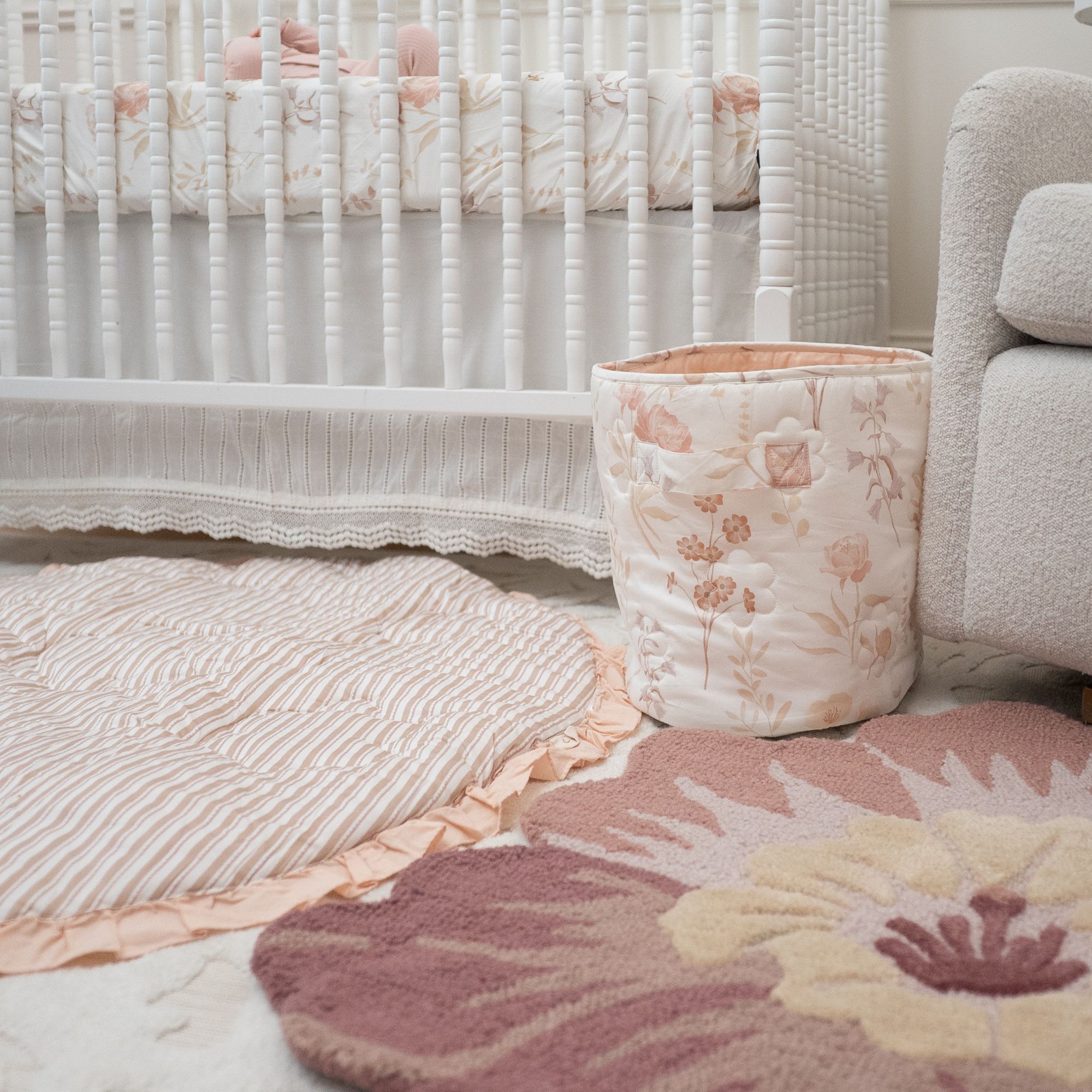 Crane Baby Off-White Lace Scallop Crib Skirt- Bambi Baby