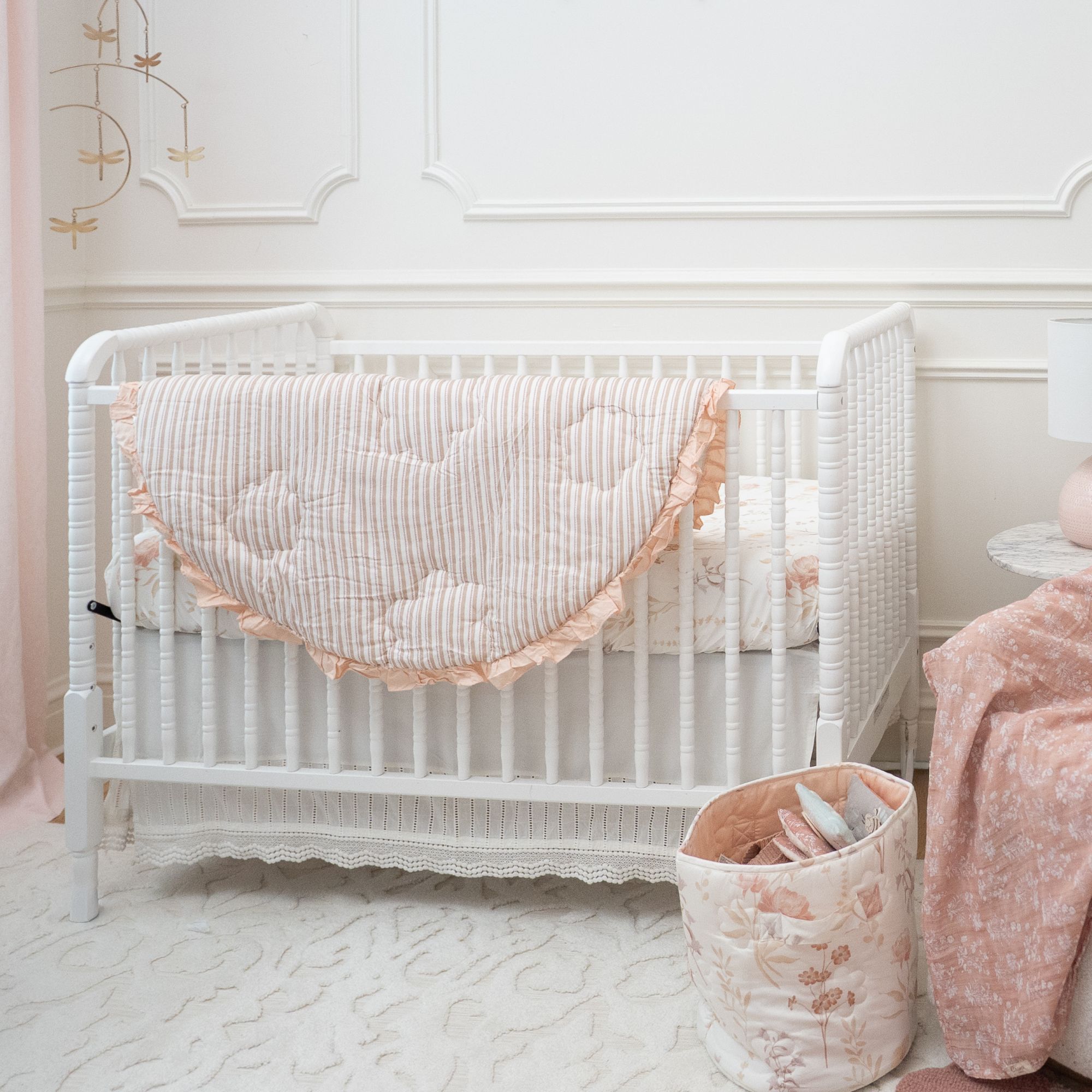 Crane Baby Off-White Lace Scallop Crib Skirt- Bambi Baby