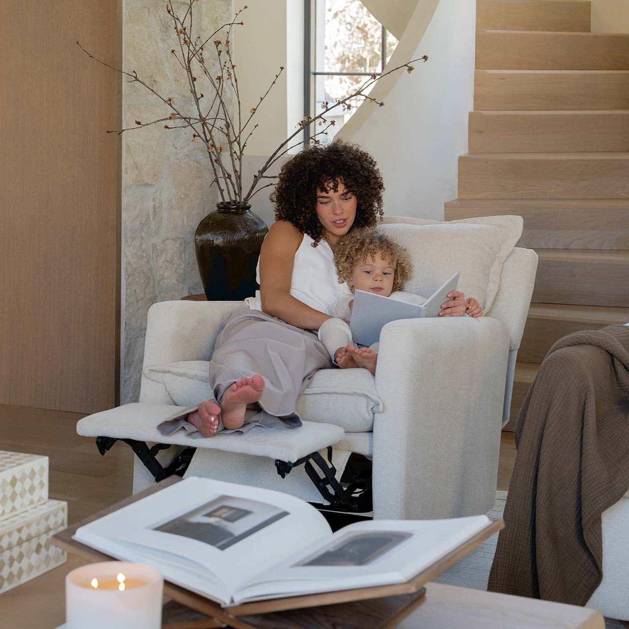 Oilo Flynn Recliner in HP Whisper Cloud- Bambi Baby