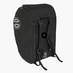 Black Doona Padded Travel Bag - Side Angle with Backpack Straps | Bambi Baby