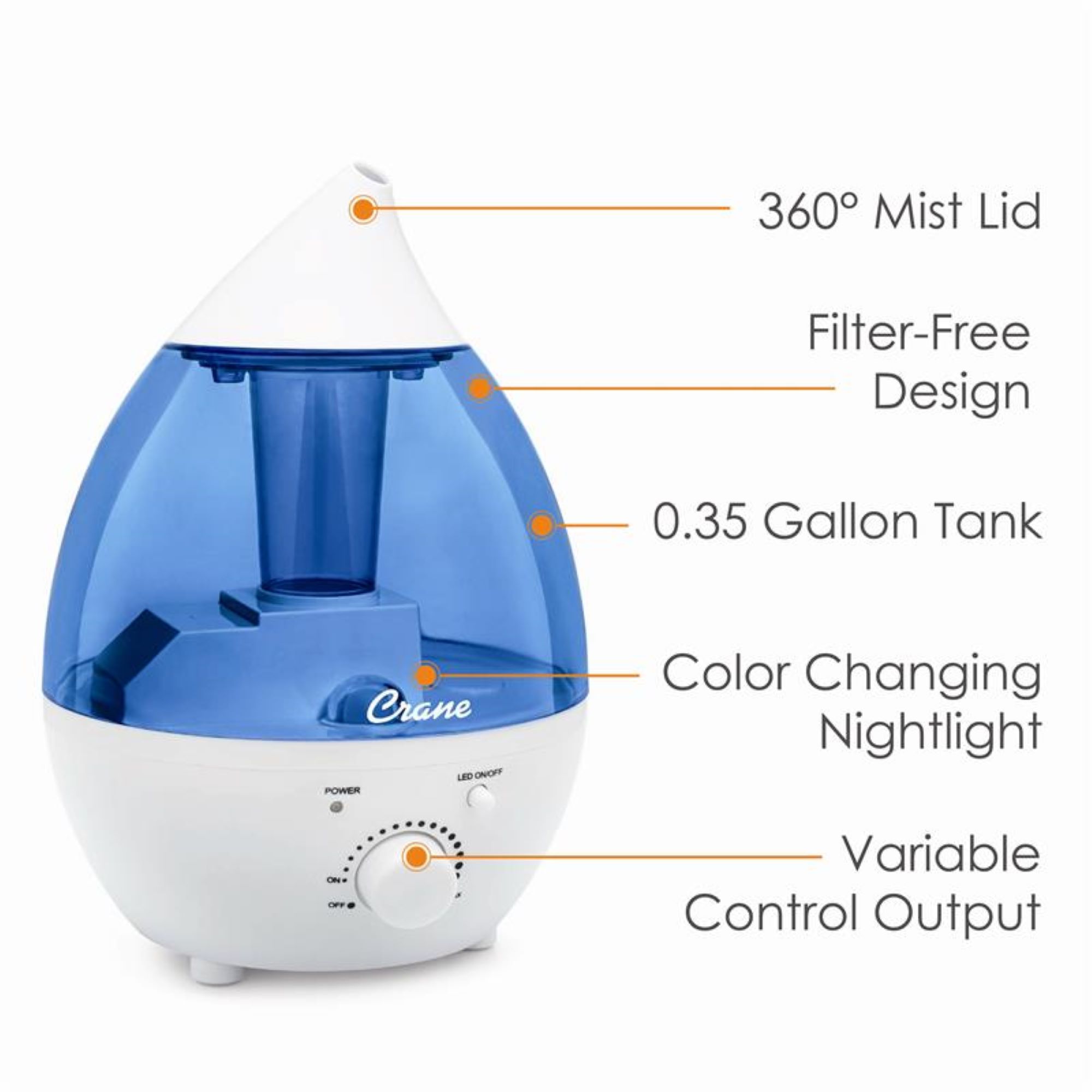 Crane Baby Crane 0.35 Gallon Mini-Drop Cool Mist Humidifier- Bambi Baby