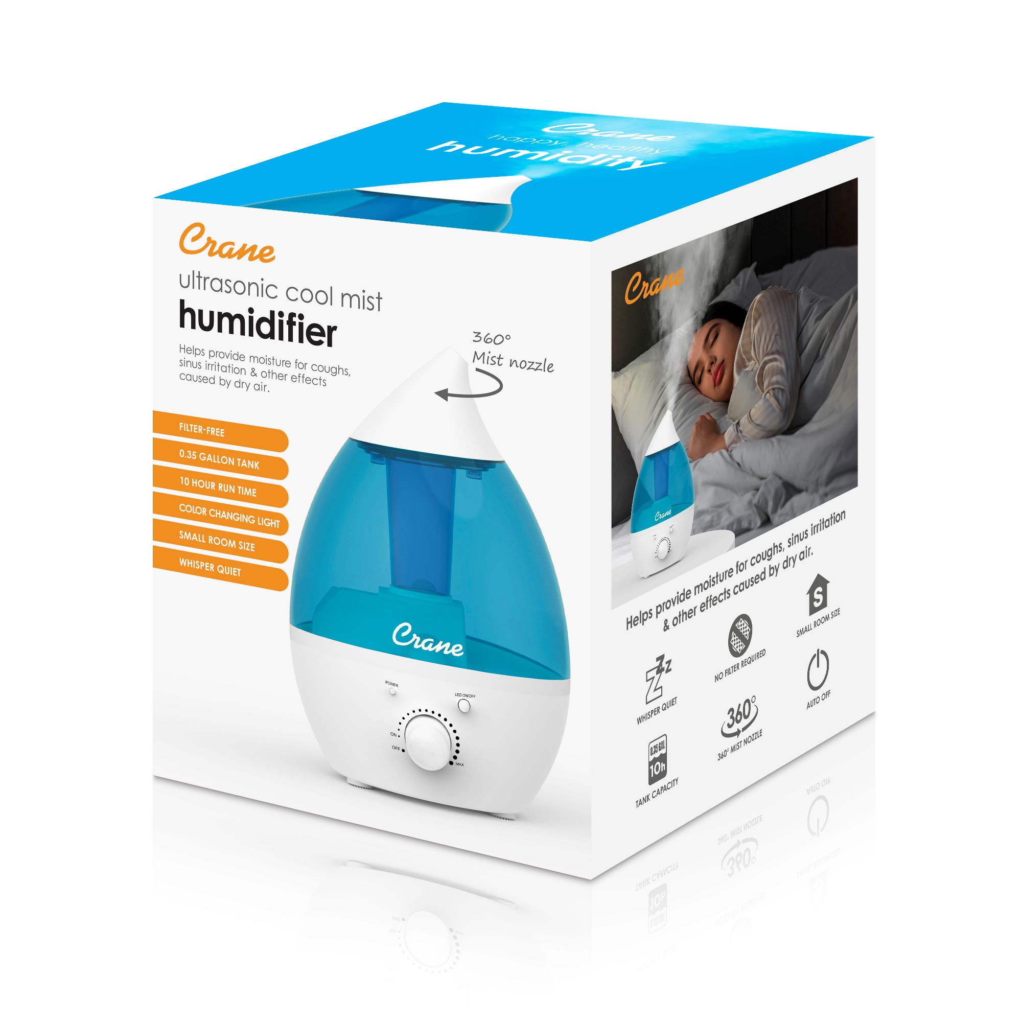 Crane Baby Crane 0.35 Gallon Mini-Drop Cool Mist Humidifier- Bambi Baby