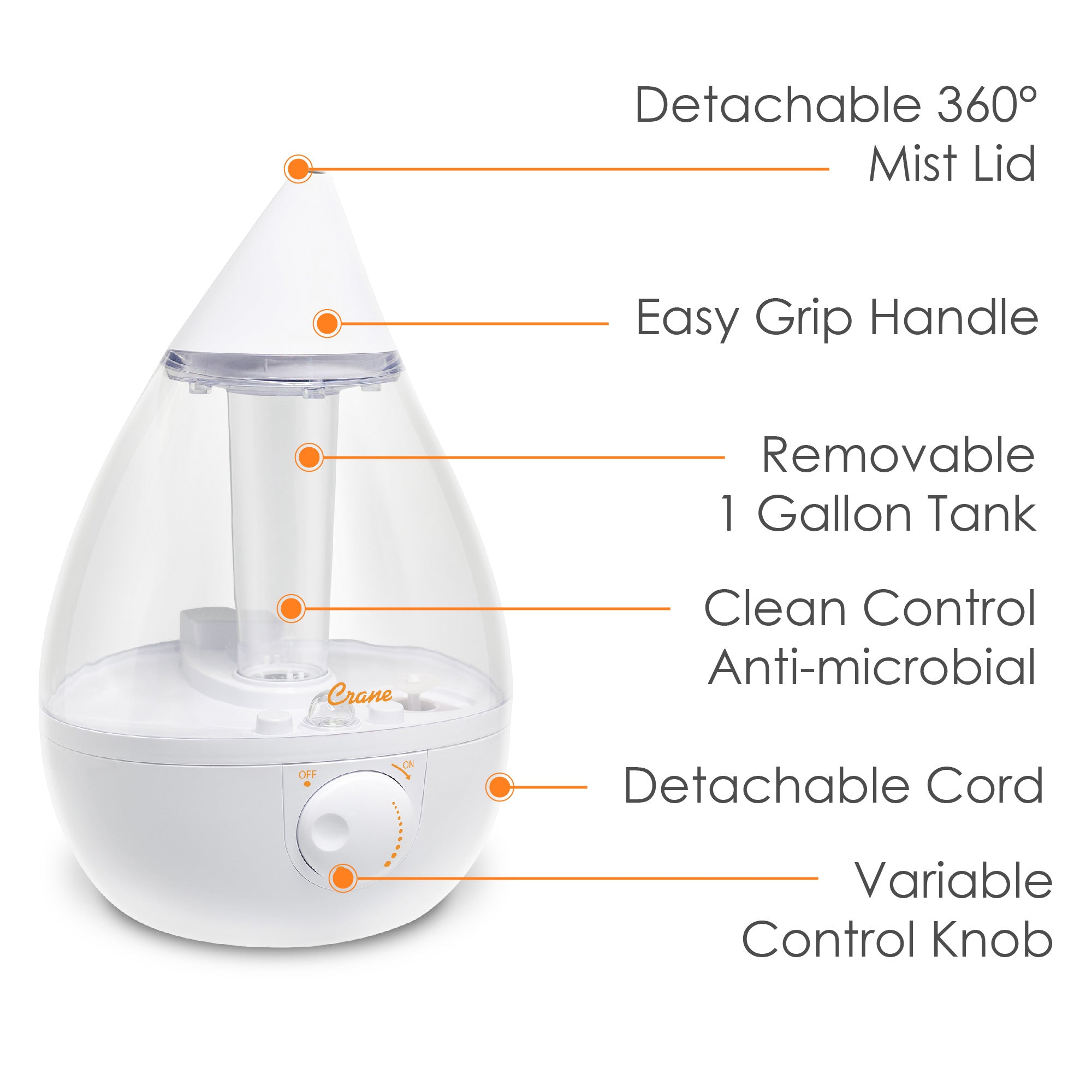 Crane Baby Drop Cool-Mist Humidifier, 1 Gal.- Bambi Baby