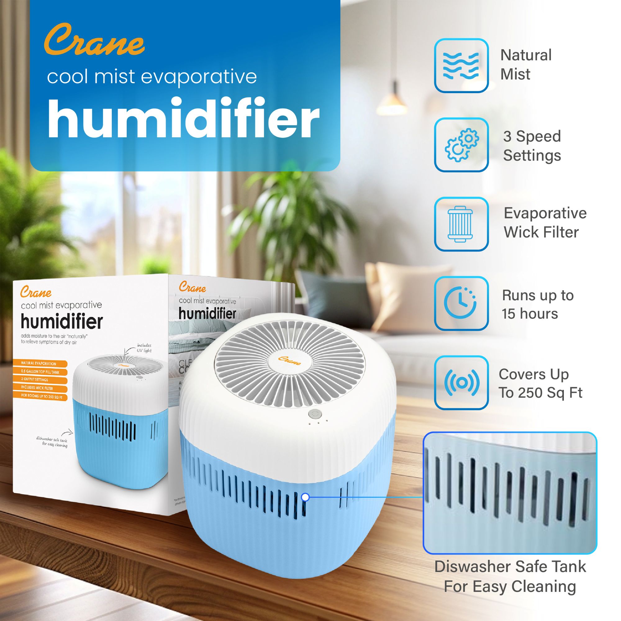 Crane Baby Crane Cool Mist Evaporative Humidifier- Bambi Baby