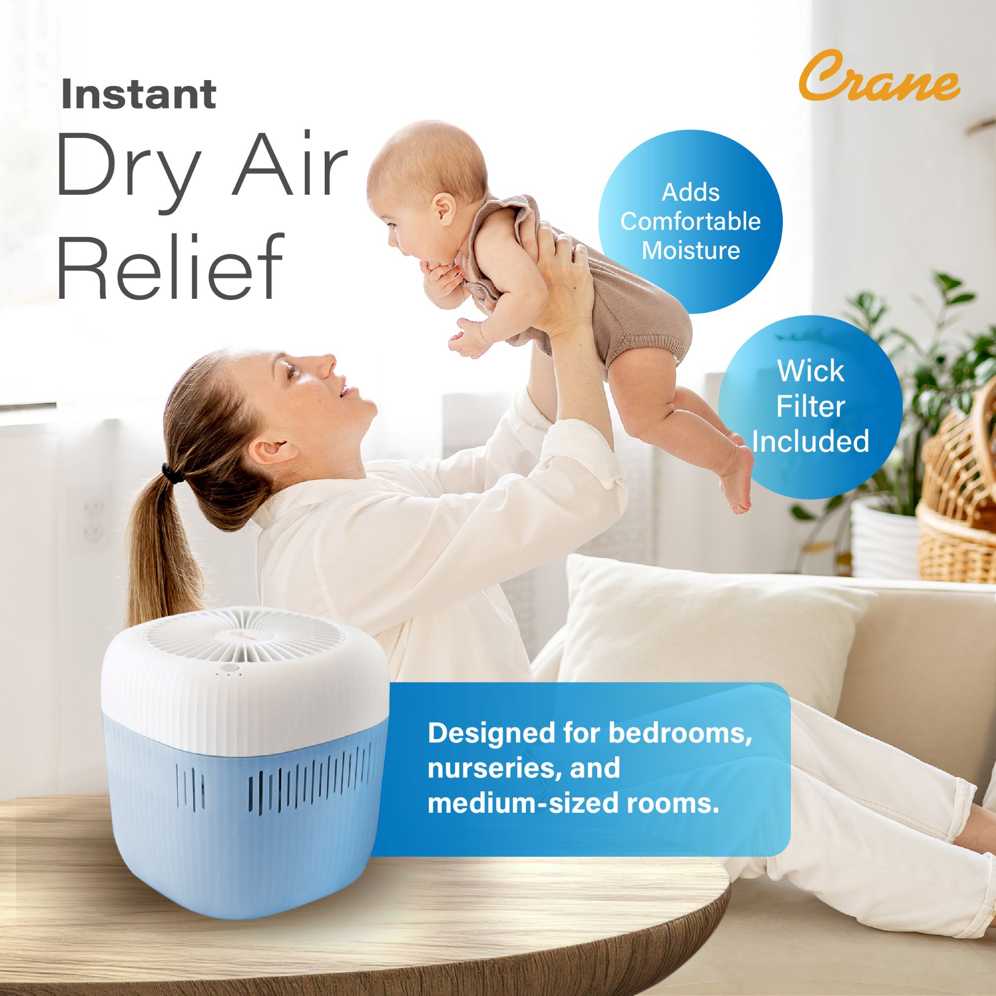 Crane Baby Crane Cool Mist Evaporative Humidifier- Bambi Baby