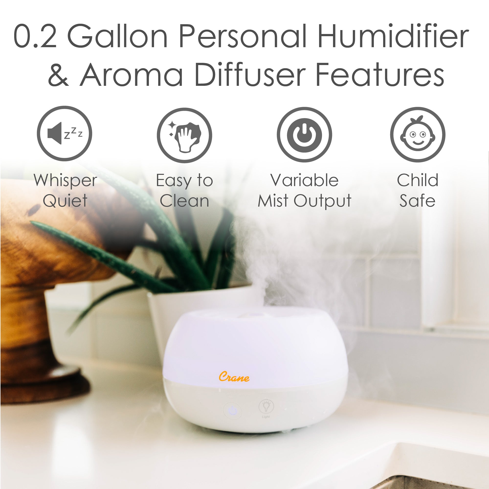 Crane Baby 0.2 Gal. 2-in-1 Ultrasonic Cool Mist Humidifier & Aroma Diffuser- Bambi Baby