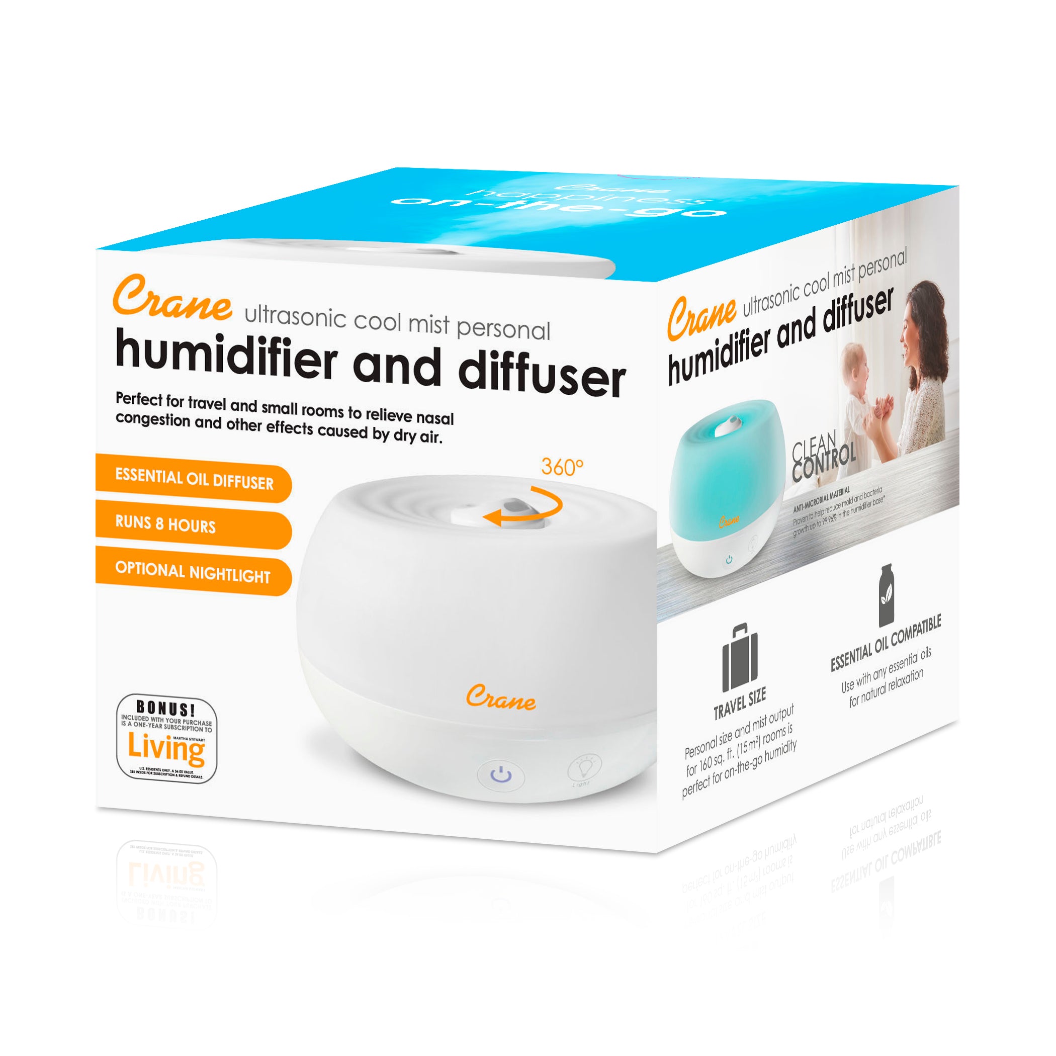 Crane Baby 0.2 Gal. 2-in-1 Ultrasonic Cool Mist Humidifier & Aroma Diffuser- Bambi Baby