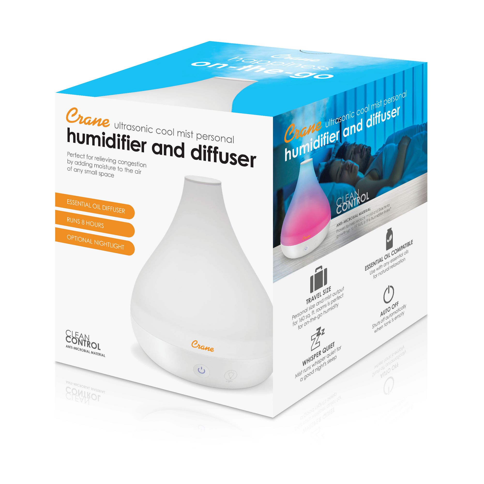 Crane Baby 0.35 Gal. 2-in-1 Ultrasonic Cool Mist Humidifier & Aroma Diffuser for Small Rooms- Bambi Baby