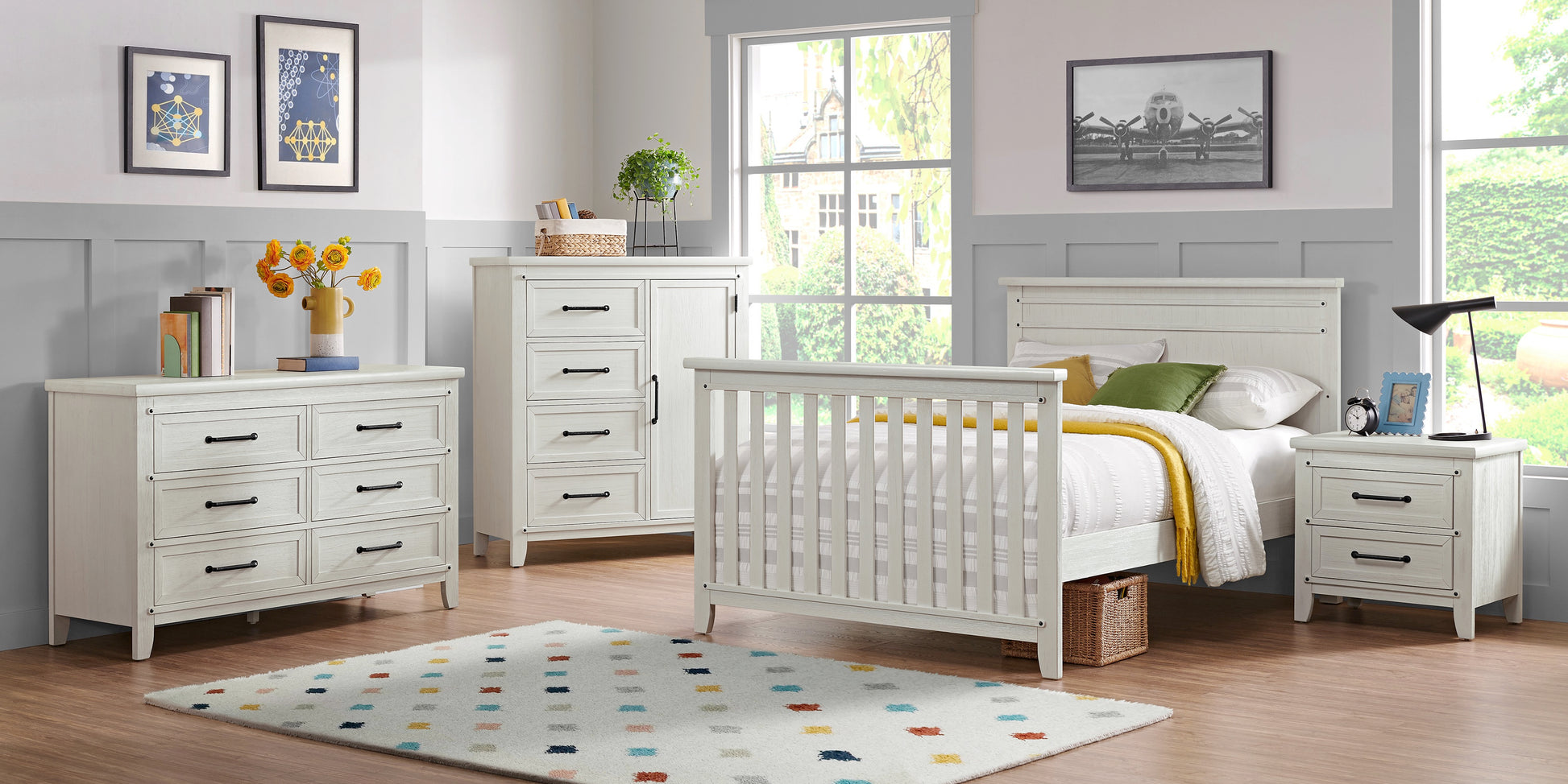 Soho Baby Ellison Full Bed Conversion Kit - Rustic White- Bambi Baby