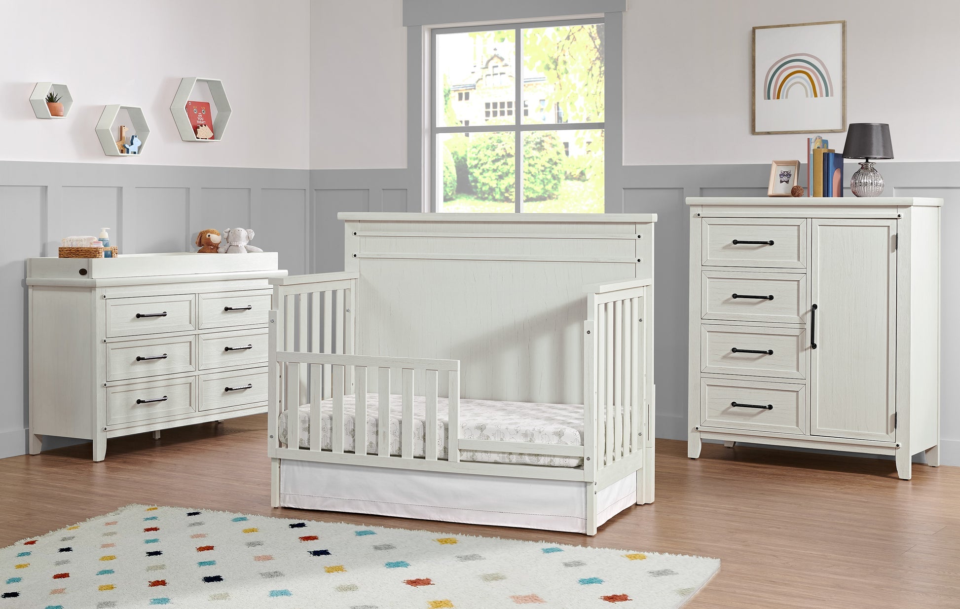 Soho Baby Ellison Guard Rail - Rustic White- Bambi Baby
