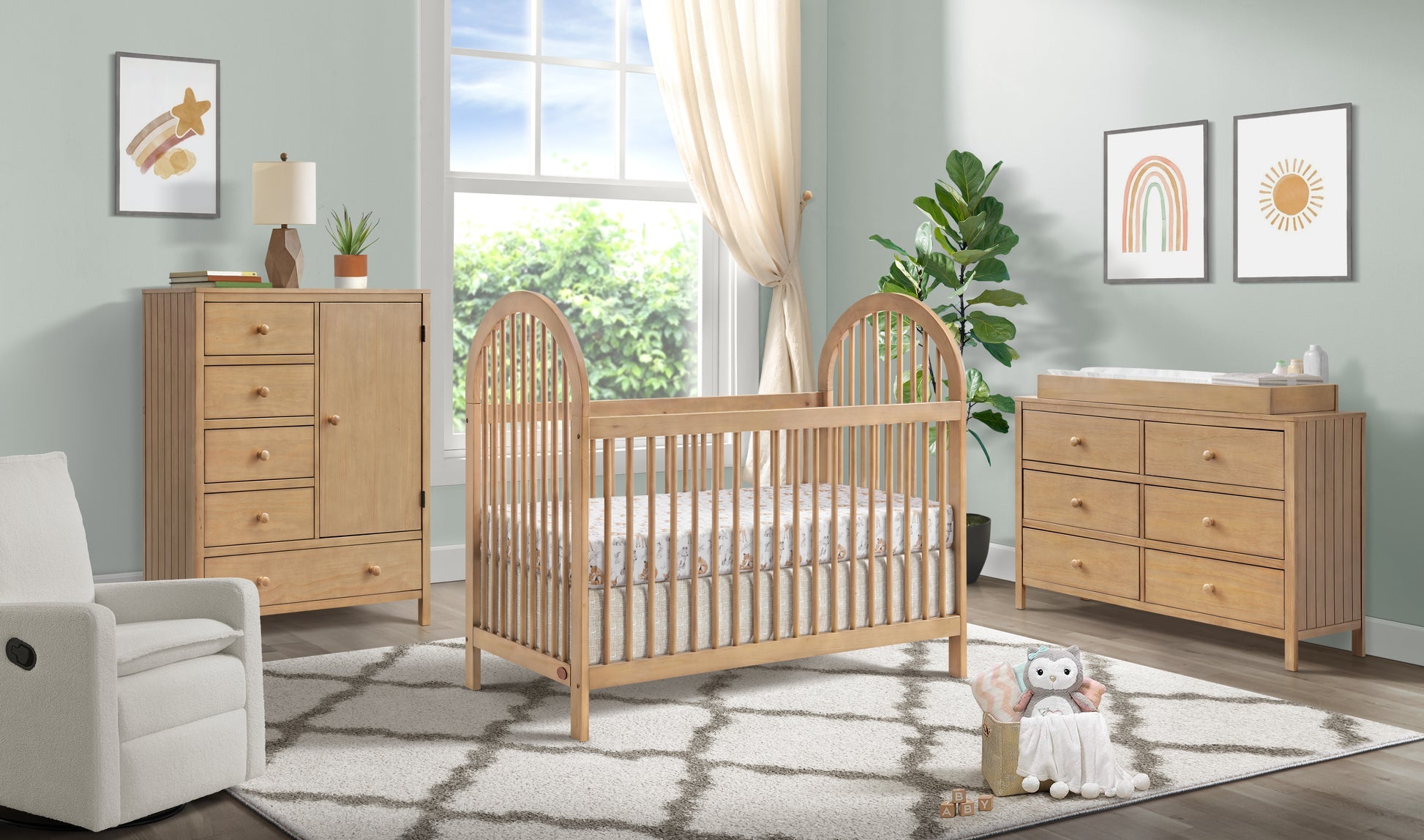 Soho Baby Everlee 3 in 1 Convertible Crib - Honey Wood- Bambi Baby