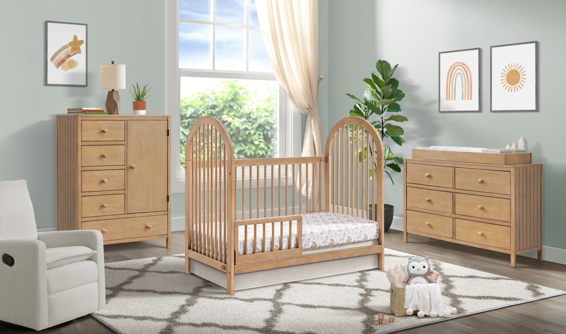 Soho Baby Everlee Guard Rail for 3 in 1 Crib - Honey Wood- Bambi Baby