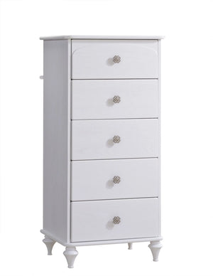 White Solid Ash Wood Natart Greta Lingerie Chest 5-Drawer - Angled View | Bambi Baby