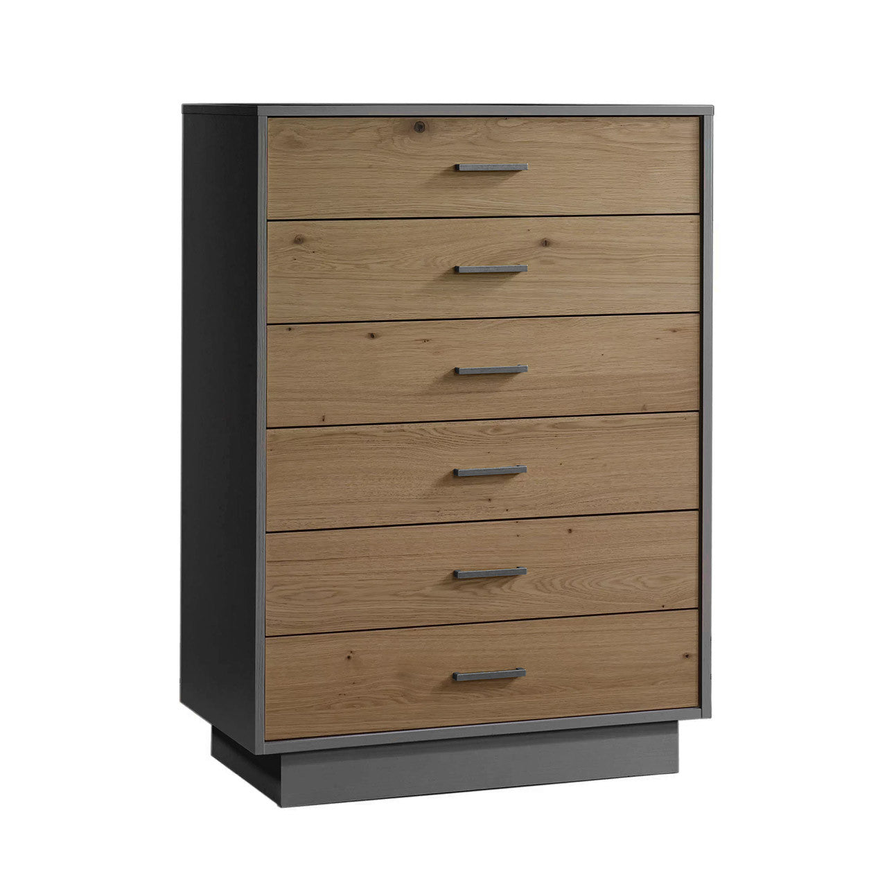 Natart Como Naturale 6 Drawer Tall Chest in Graphite/Rustic Oak- Bambi Baby