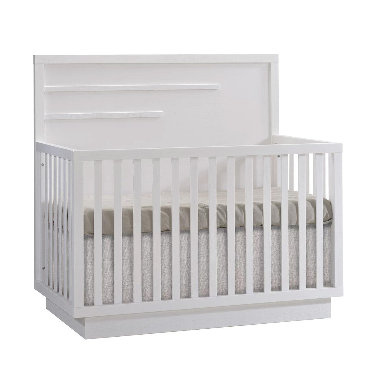 Natart Como Crib-To-Double With Horizontal Moulding in White- Bambi Baby
