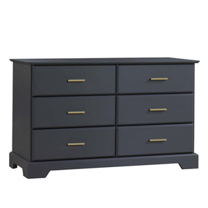 Graphite Birch Natart Taylor King Double Dresser with Gold Hardware - Front Angle | Bambi Baby