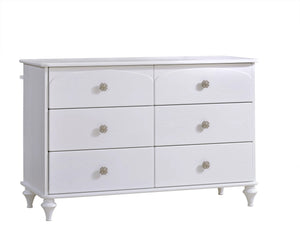 White Solid Ash Wood Natart Greta Double Dresser 6-Drawer - Front Angle | Bambi Baby