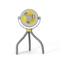 Grey Veer Flex Fan with Yellow Blades - Front View on Tripod | Bambi Baby