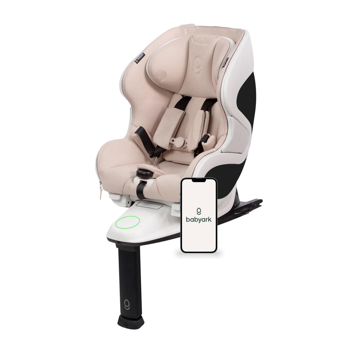 Eggshell BabyArk G01 Smart Convertible Car Seat - Side View with Smartphone App | Bambi Baby