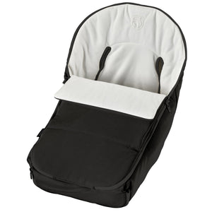 Black Fleece Stroller Footmuff Open View, Plush White Interior - Orbit Baby G5 | Bambi Baby