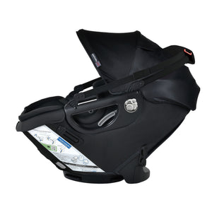 Black Orbit Baby G5+ Infant Car Seat - Bottom View with Base | Bambi Baby