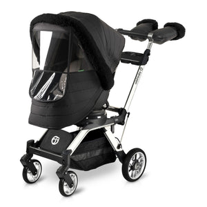 Black Orbit Baby G5 Stroller Winter Kit with Faux Fur Trim - Front Angle | Bambi Baby