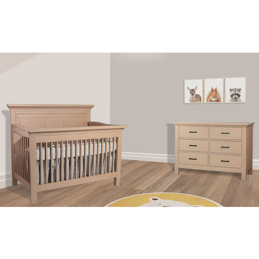 Pali Varese Convertible Crib - Straight leg With Wood Panel 3 Squares- Bambi Baby