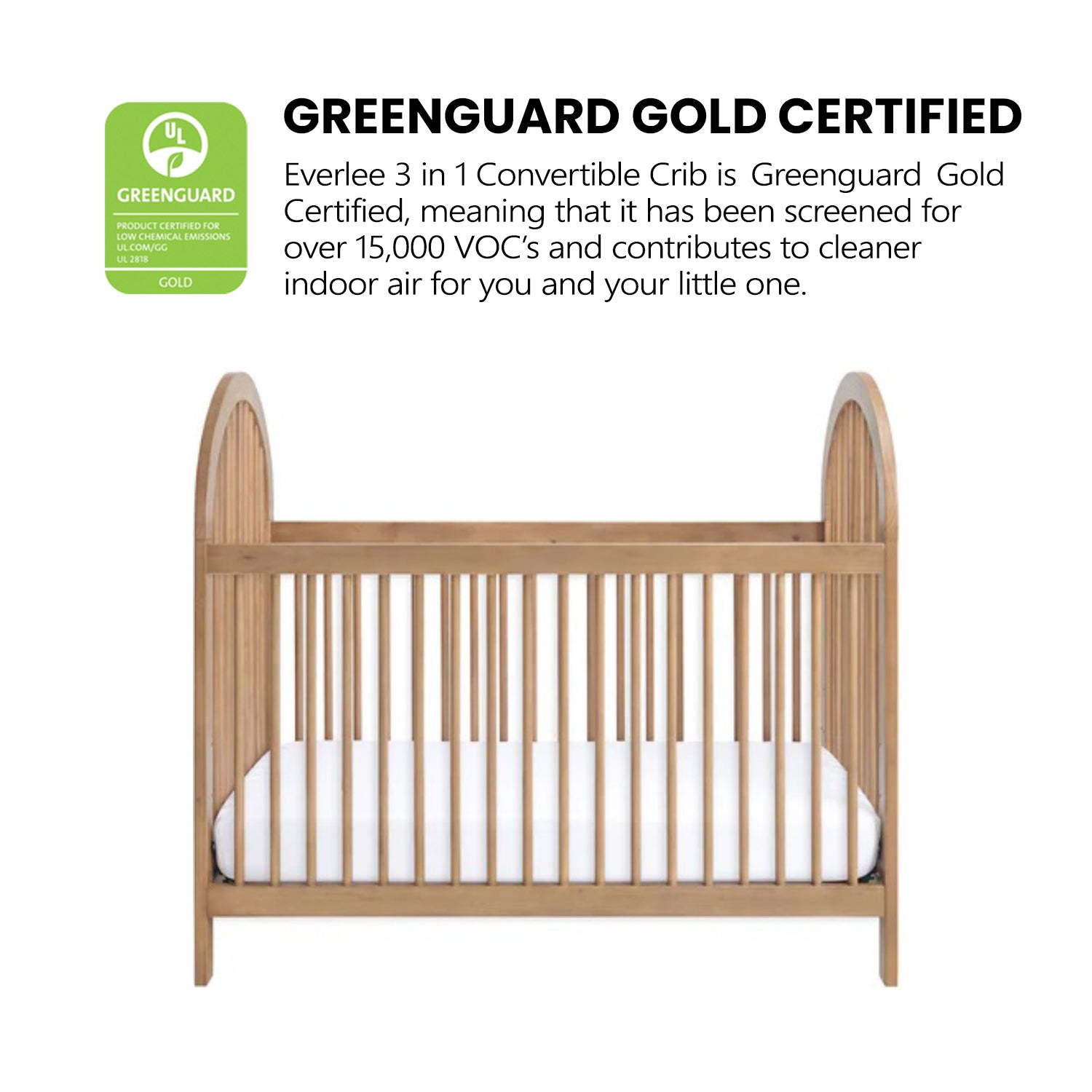 Soho Baby Everlee 3 in 1 Convertible Crib - Honey Wood- Bambi Baby