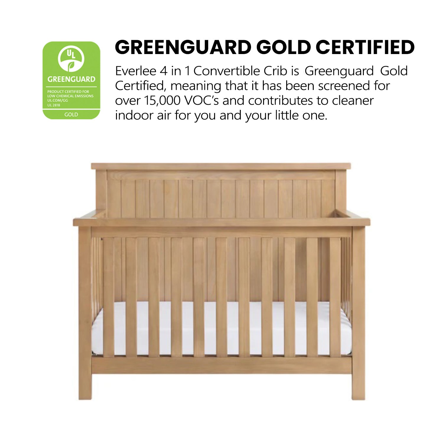 Soho Baby Everlee 4 in 1 Convertible Crib - Honey Wood- Bambi Baby